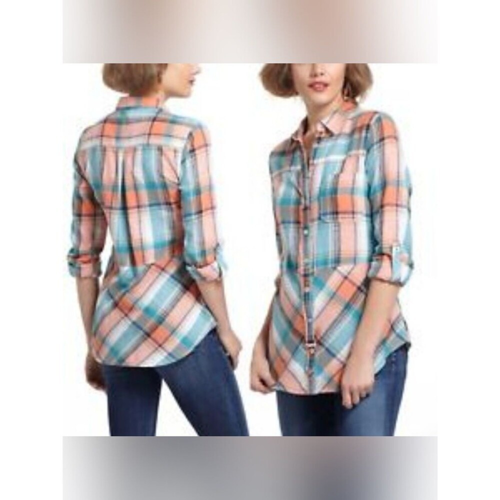 Anthropologie Holding Horses Plaid Tunic/Button Down Shirt